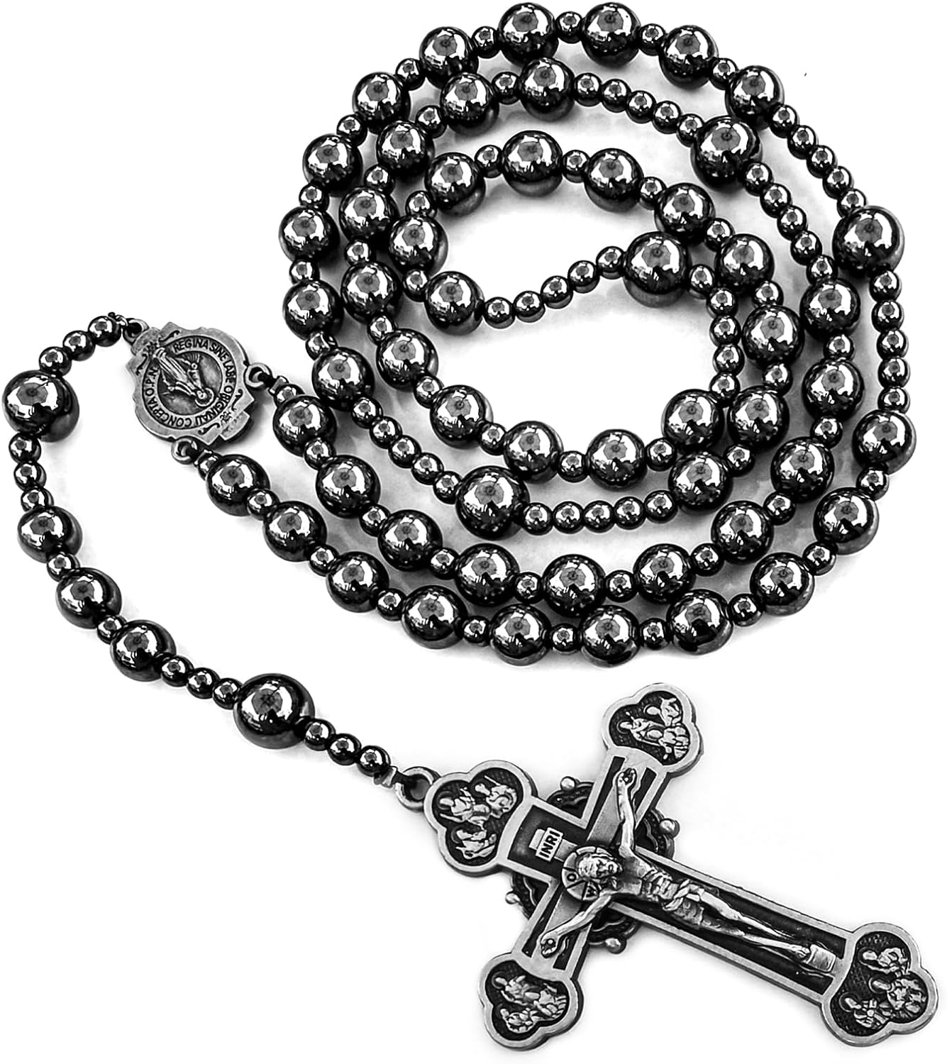Large Heavy Rosary,Hematite rosary beads catholic for men and women,Rosary Necklace for men with Virgin Mary medal & cross,Handmade of rosarios catolicos Cross Necklace Catholic Gifts Large Heavy Rosary,Hematite rosary beads catholic for men and women,Rosary Necklace for men with Virgin Mary medal & cross,Handmade of rosarios catolicos Cross Necklace Catholic Gifts