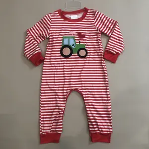 C Baby Boy Winter Bubble Red Heart Tractor Embroidery Valentines Day Clothing Romer Onesie LR0846