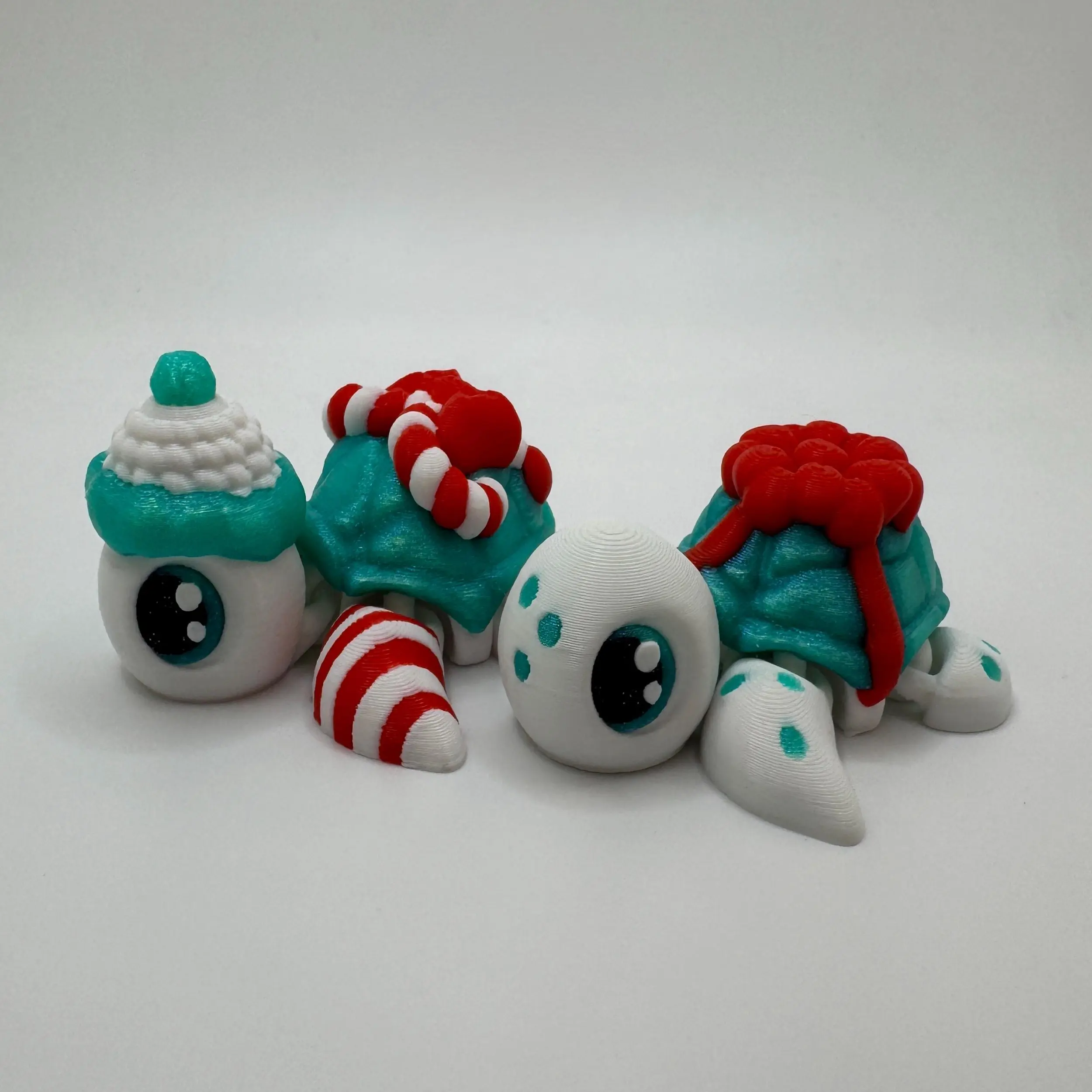 3D Printed Christmas Turtles • Candy Cane Turtle & Present Turtle • Holiday Figurines