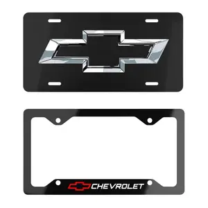 Chevy Bowtie License Plate & Frame, 12x6 Aluminum, USA Made, Durable & Easy Install, Car Decor for Women & Men