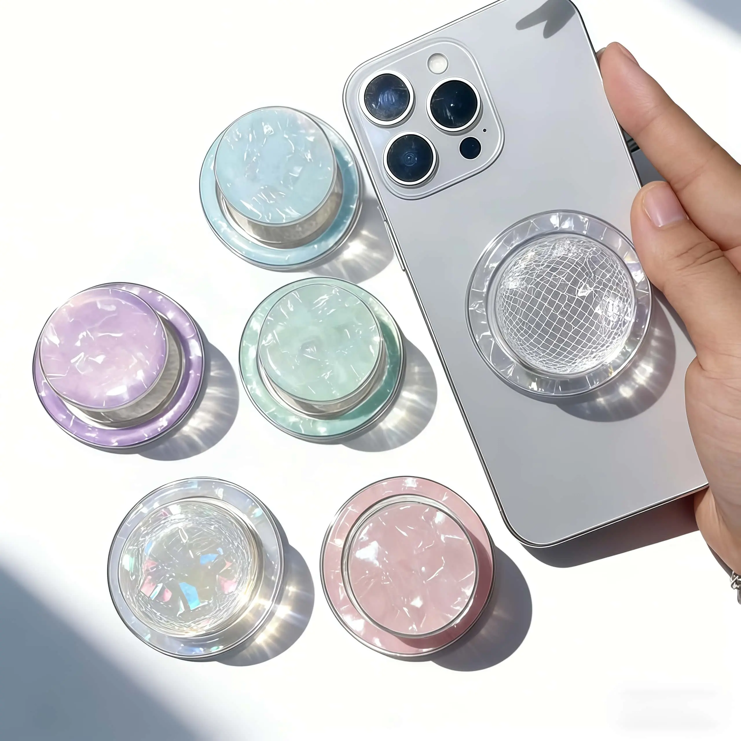 1/3/6pcs-Reusable MagSafe Magnetic Airbag Phone Holder, Colorful Seashell Paper Design with Aesthetic Instagram-Worthy Shell Pattern, Strong Grip & Stable Stand for Smartphones, Cute Accessory for Daily Use