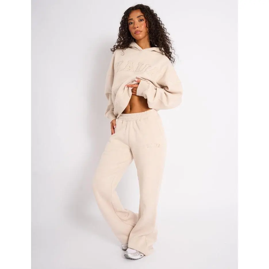 Kaiia Logo Wide Leg Joggers Cream