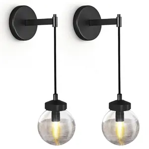 5 in. 1-Light Glass Black LED Adjustable Wall Sconce, Globe Modern Bathroom Vanity Wall Light Fixture,for Bedroom,Mirror