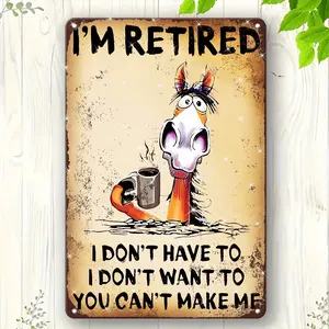 Vintage Metal Tin Sign Wall Art Featuring Humorous Horse and Coffee Design Perfect for Rustic Home Cafe Bar or Farmhouse Decor