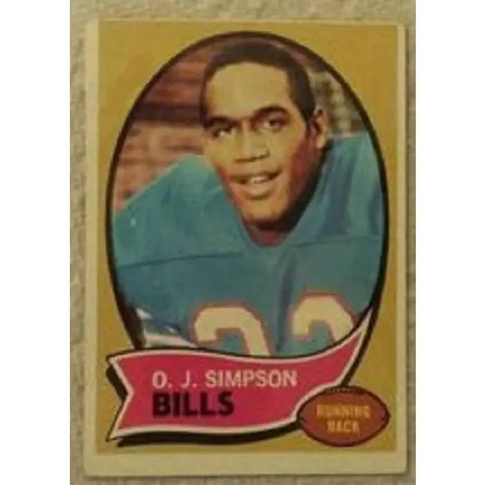 1970 Topps football O.J. Simpson rookie card #90, BILLS / 49ERS (HOF)
