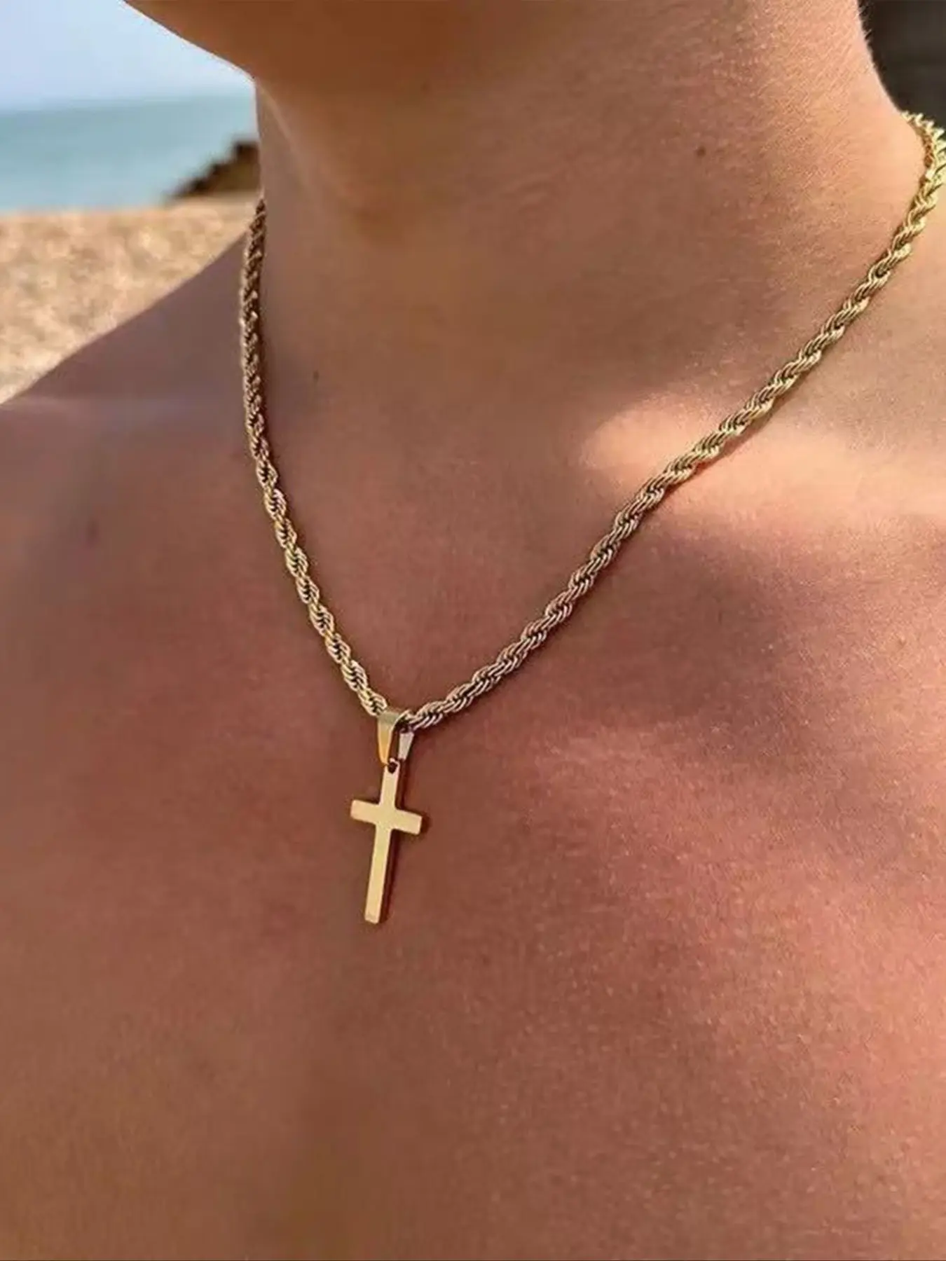 Men's Stainless Steel Cross Pendant Necklace, Punk Style, Durable Daily Jewelry, Jewelry Gifts, Perfect Gift for Son, Brother, Boyfriend, Valentine's Day, Cross Necklaces