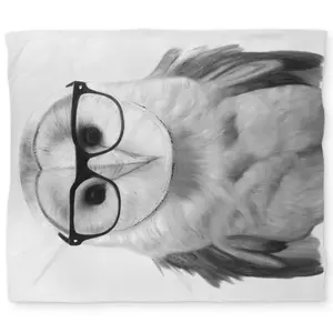 Begin Home Decor C1DCKSW0GS94C5 Realistic Barn Owl with Glasses - Black & White King Size Duvet Cover