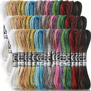 19pcs of Metallic Embroidery Floss, 166 Yards in Total, Featuring 19 Different Colors. These Multicolored Glitter Threads Are Perfect for Cross-Stitching And Making Friendship Bracelets, As Well As Various Craft Projects.