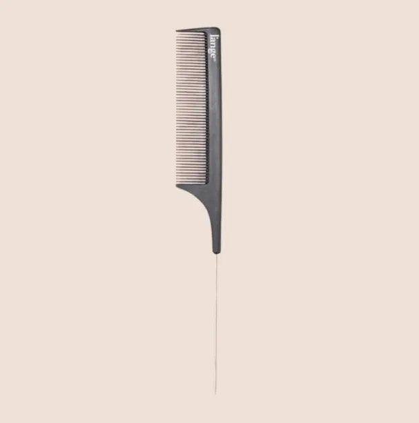 L'ANGE HAIR Carbon Fiber Styling Comb with Teasing Metal Pin Tail - All-Type Tool for Clean Parting, Precise Sectioning, Polished Detailing, Straightening Curly Hair