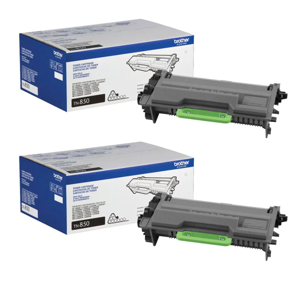 Brother TN850 Series High-Yield Toner Cartridge, 2-Pack, Black, Up to 8000 Pages