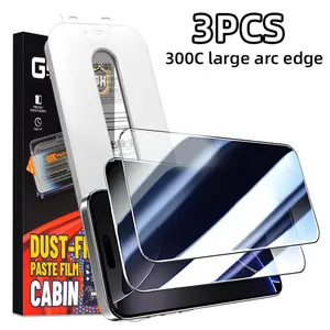 [2/3PCS}ScreenProtector-Dust-free Applicator FOR iPhone16/15/14/13/12/pro max/plus " On SALE for NEWVAPPLE" (Reusable Easy Installation) HeadsetCovered, Fully Protection, Fingerprint-proof,Electroplated Layer, Tempered glass