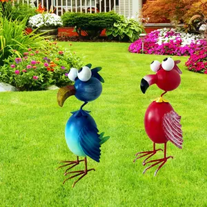 Whimsical Metal Flamingo Statues, Garden Sculptures, Outdoor Decorations, Standing Flamingos, Lawn & Backyard Decor, Porch & Balcony, Garden Accessories