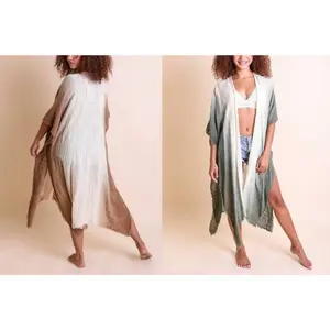 Cotton Beutiful Bohemian Ombre Long Beach Kimono, Bohemian Beach cover up, Boho Kaftan, Kimono Duster Jacket Cardigan