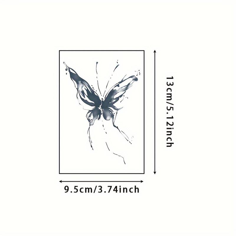 6 Large Herbal Tattoo Stickers, Containing 1 One Butterfly Elements 5 Random Styles, Lasting 7-15 Days, Waterproof and Anti-Friction, Realistic Effect, Suitable for People Who Don't Want Tattoo Pain Henna Designs Henna Stencil