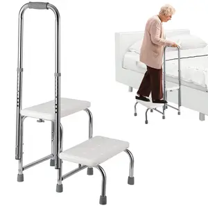 Garvee Step Stool with Handle, Adjustable Height Safety Rail (8.5-16.5 Inch) & Non-Slip Platform, 450 Lbs Capacity, Sturdy Foot Stool for Elderly & Adults, for Bedside, Bathroom, Kitchen, Car
