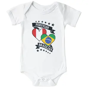 Peruvian Brazilian Heart Flags Peru Brazil Baby Bodysuit