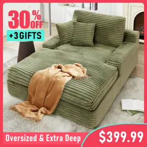 BedLuxury 73''x55'' Oversized Chaise Lounge Chair, Upholstered Cloud Sofa Bed Cozy Sleeper Couch for Living Room Bedroom, No Assembly Required