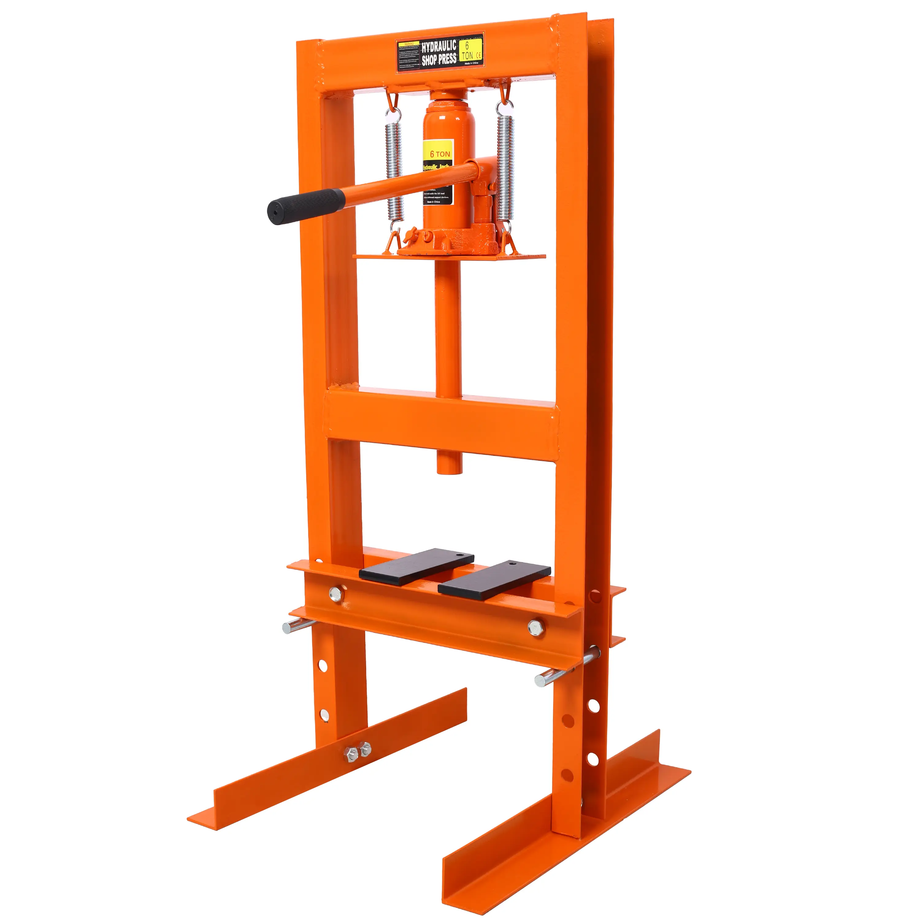6-Ton Benchtop H-Frame Hydraulic Bearing Shop Press, Adjustable Worktable & Press Plates, Orange Heavy-Duty Metal Forming Tool