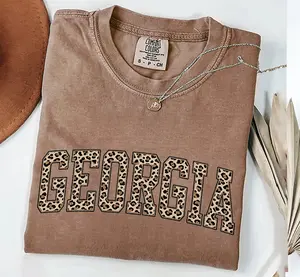 Comfort Colors Georgia Leopard Graphic Tee, Southern State Pride Shirt, Trendy Collegiate Style T-Shirt for Women