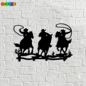 1pc Cowboy Silhouette Metal Wall Art,Cowboy Statue Mural, Ideal Gift for New Year, Fathers Day, Western Decor Enthusiasts, Weather-Resistant Metal Wall Decor Wall Sculptures, Perfect for Patio Wall & Garden Fence, Unique Outdoor Decor