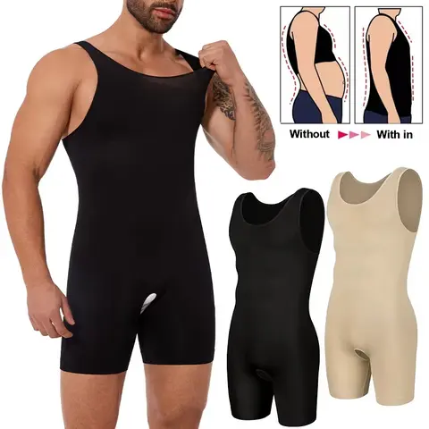Men's Shapewear Tank Top ,Men Full Body Shaper Tummy Control Sleeveless Bodysuit ,Men One-Piece Shapewear For Indoor Outdoor shaping body suit