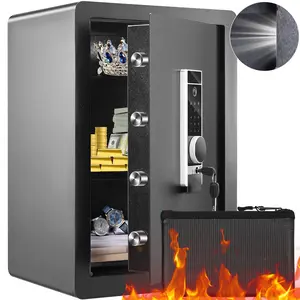 【Summervibes】VEVOR Safe,  2.2 Cubic Feet Home Safe, Steel Security Safe with Fingerprint, Digital Keypad and 2 Keys, Cabinet Safe with Large Fire-proof Bag, Protect Cash, Gold, Jewelry, Documents, 15.8x13x23.6 inch