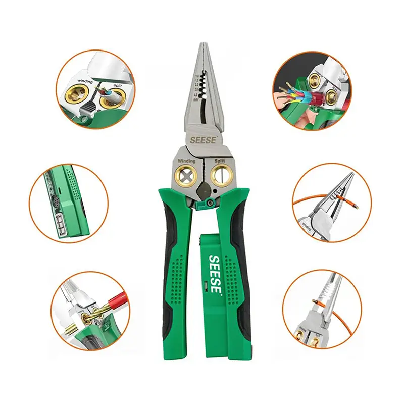 SEESE 8 In 1 Wire Stripper Twister - Multi-Function Pliers for 12V to 250V Live, Null, Hot Wire, Audible & Flashing LED Alarms,easy to use,Professiona