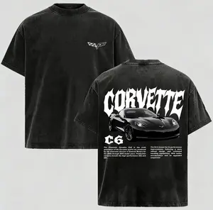 Vintage Washed Graphic T-Shirt, 100% Cotton Crewneck Retro Racing Car Tee, Classic Sports Car Unisex Streetwear Top for Men Boys