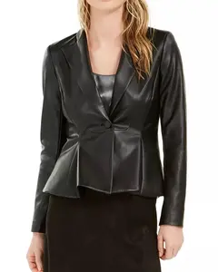 BRAND NEW Bar III Faux leather peplum jacket Size 12