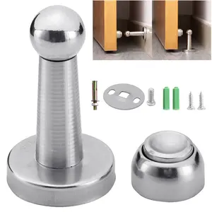 Magnetic Door Stoppers Stainless Steel Door Stops for Wall and Floor Mounting No Drilling with 3D Adhesive Tapes Keep Door Open