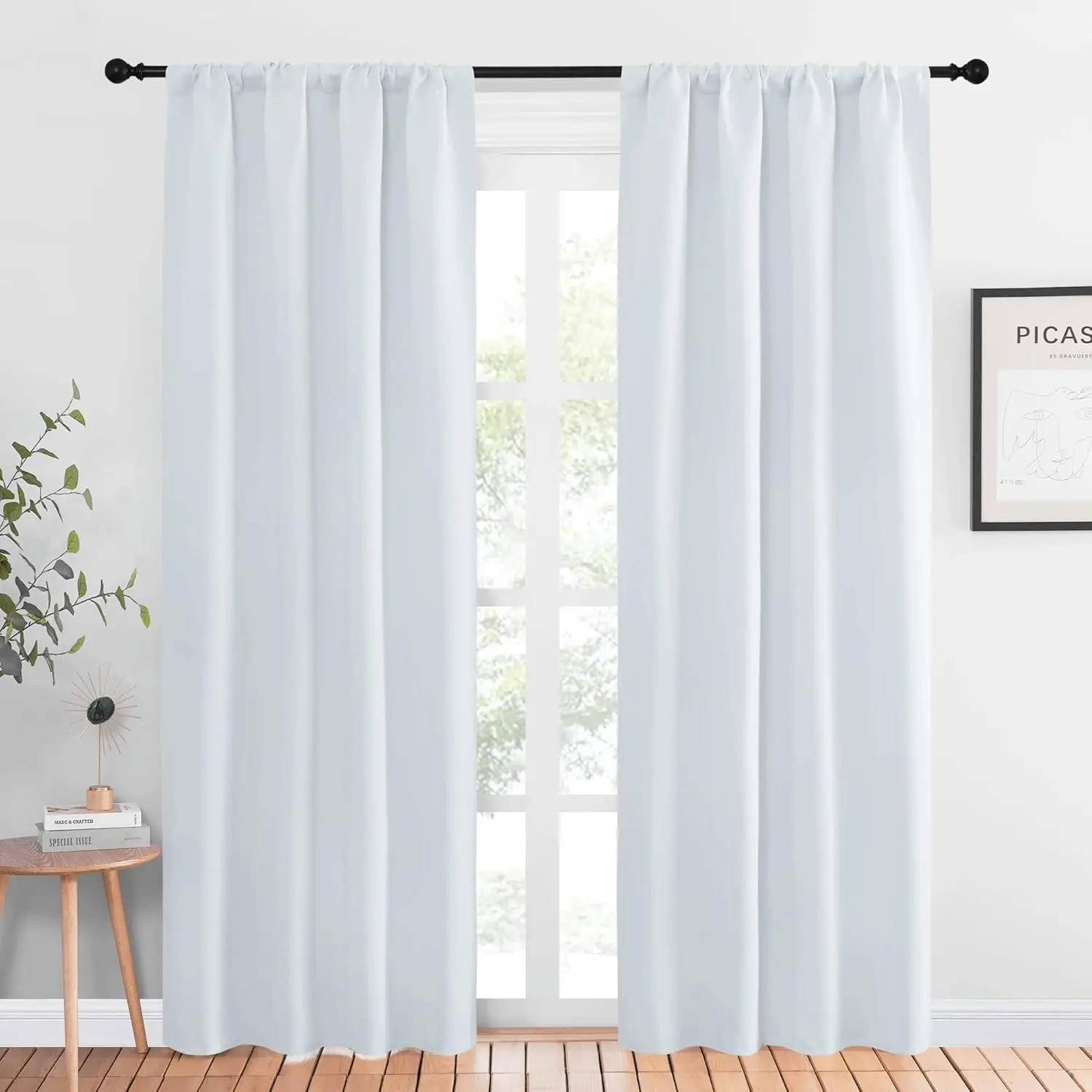 NICETOWN Low Iron Heavyweight 100% Polyester Dark Curtains - Thermal Insulated Rod Pocket Window Treatment for Kitchen, Bedroom (2 Panels, 42x84 in, Platinum - Greyish White), Two Panels