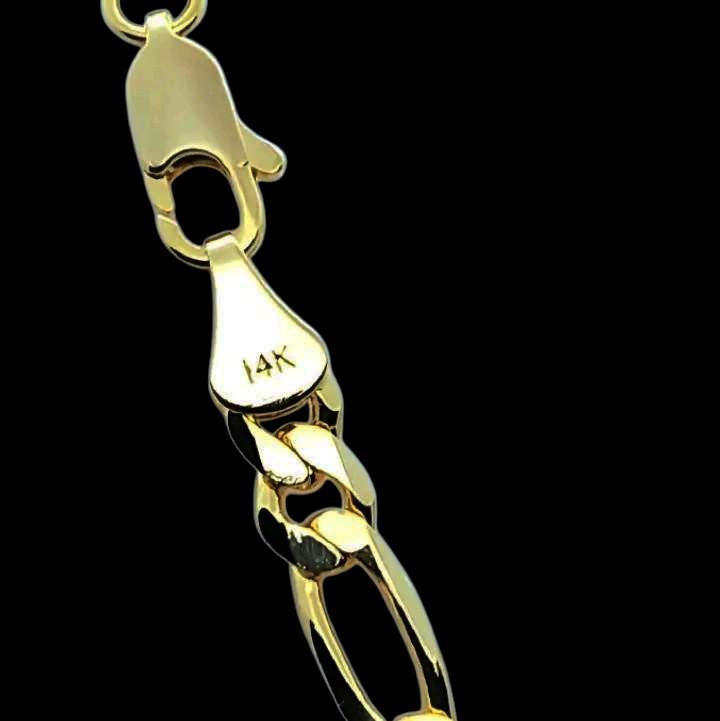 AAA+ Brass Jesus Anchor Pendant & 5mm 20" 24" 14K Stamped Figaro Chain Hip Hop Style Religious High-End Necklace Fashion Jewelry