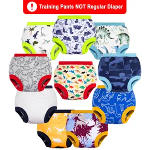 Toddler Training Underwear, 10-Pack Washable Reusable Cotton Pants for Boys and Girls - Soft Cute Dinosaur Print Kids' Underwear, Washable Underwear