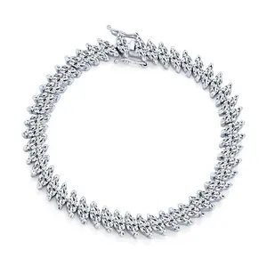 Traditional Bridal Vintage Style CZ Marquise Tennis Bracelet 14K Gold 7 Inch