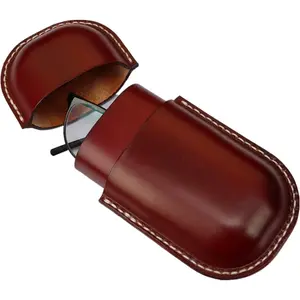 Leather Glasses Case Cowhide  Men And Women Nearsighted Glasses Sunglasses Travel Anti-Crush Storage Box