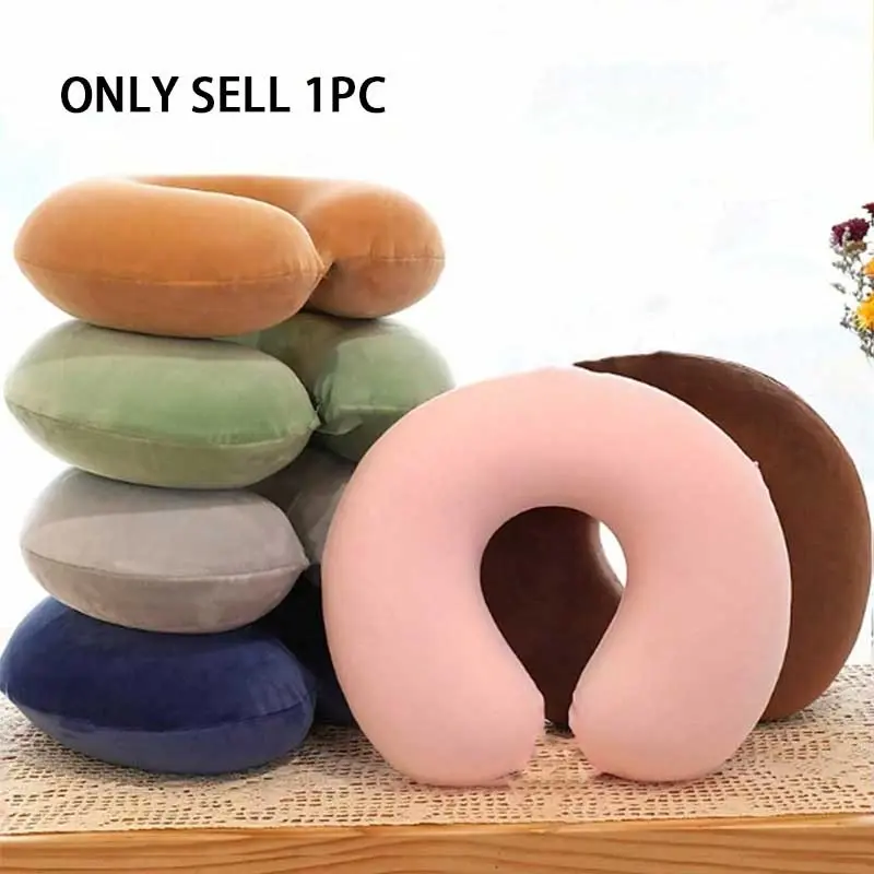 1pc Pure Color U-Shaped Pillow, Travel Neck Pillow, Travel Neck Cushion, Comfortable Soft Cover, Portable for Home Office Train Car Camping Plane RV