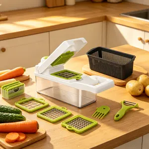 1Set 12 In 1 Vegetable Chopper With Container Kitchen Food Slicer Dicer Grater Peeler Egg Separator Hand Protector For Onion Salad Potato