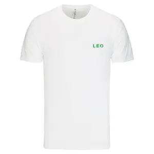LEO. Tee By: alnbrands - 4.3 oz. Preshrunk 100% Combed Ringspun Cotton Crewneck Menswear with Semi-Fitted Design Seamed Collar Short Sleeve Top