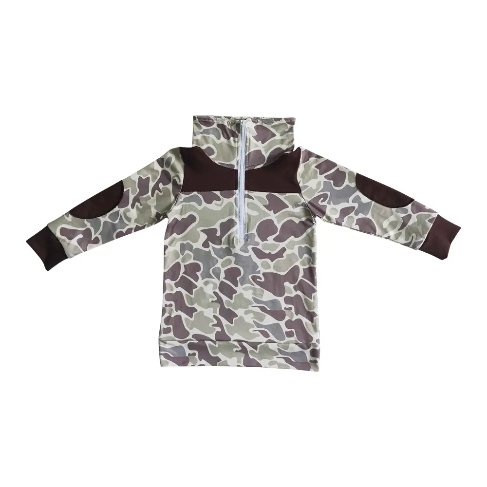 Boys' Camo Print Hooded Jacket with Full Zip-Up Front and Long Sleeves, Kids' Casual Everyday Outerwear Coat, Coats