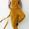 INCERUN Men's Stylish Casual Menswear Plain Solid Polyester Fabric Suspenders Overalls Pants, Casual Coveralls, Multi Pocket Overalls, Overalls with Pockets, Corduroy Design with Floating Straps, Ideal for Everyday Wear
