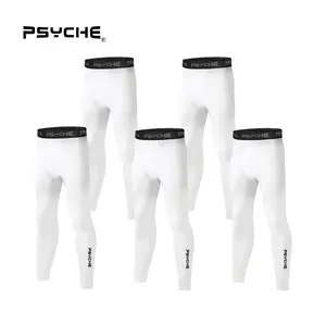 PSYCHE 5 Pack Men’s Compression Leggings Running Tights Workout Leggings Athletic Base Layer Pants for Sports Yoga Basketball