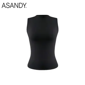 ASANDY Women's Minimalist Basic Mock Neck Sleeveless Tank Top, Stretchy Slim Fit Seamless Comfortable Layering Top with Elegant Silhouette, Versatile Style for Daily Office & Casual Looks