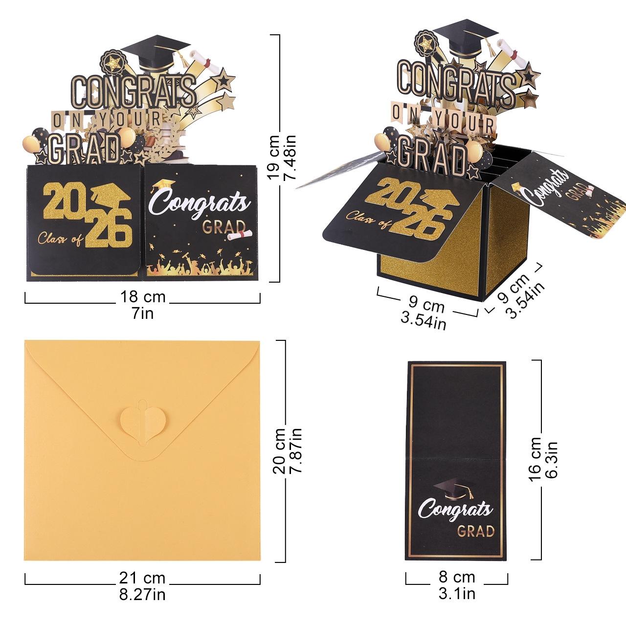 2026 Graduation Pop Up Card- Congrats on Your Grad  - Foldablefor University, College, High School Graduation, Gift for Classmates and Teachers