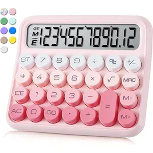 X-KBB03  Mechanical Switch Calculator, 12 Digit Large LCD Display and Buttons, Great for Everyday Life and Basic Office Work, with Battery