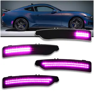 Smoke LED Side Marker Light Kit for 2024-2025 Ford Mustang (EcoBoost/ GT/ Dark Horse)- Dynamic Sequential Turn Signals | Pink/Purple Front & Rear | Plug & Play 4-Piece Direct Fit