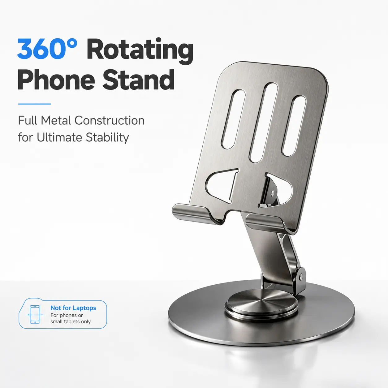 360° Rotating Foldable Mobile Phone Stand for Desk - Adjustable Heavy-Duty Protective Rubber Cradle Bracket, Anti-Drop Mount for iPhone, Switch, Kindle, Ergonomic Swivel WFH & Office Tech Accessories (Devices Compatible)