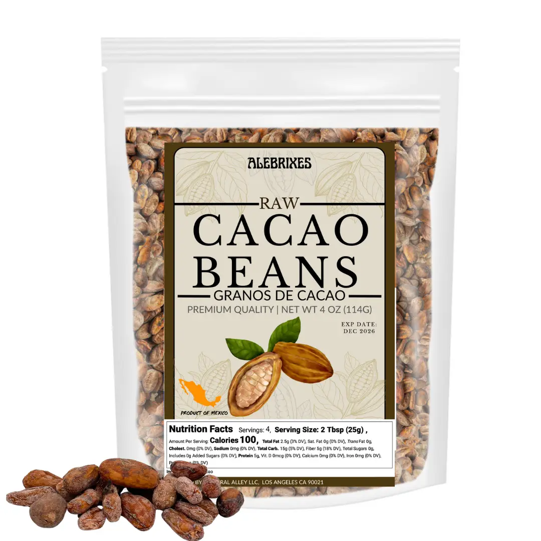 Alebrixes | Whole Cacao Beans 4oz (114 g) | Raw Cacao Beans - Granos de Cacao | Imported from Mexico