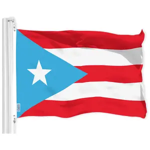 G128 Puerto Rico Light Blue Puerto Rican PR Flag | 3x5 Ft | LiteWeave Pro Series Printed 150D Polyester | Indoor/Outdoor, Vibrant Colors, Brass Grommets, Single-Sided, Not Embroidered