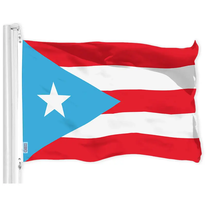 Light Blue Puerto Rican Flag 3x5 Ft, Single-Sided Printed Not Embroidered 150D Polyester, Brass Grommets, Indoor/Outdoor Flag by G128