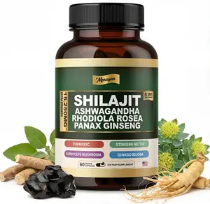 MPRAYAN Ashwagandha Shilajit Capsules 8-in-1 Adaptogen Complex with Rhodiola, Ginseng, Turmeric, Cordyceps | Natural Energy & Stress Support | 60 Vegan Capsules